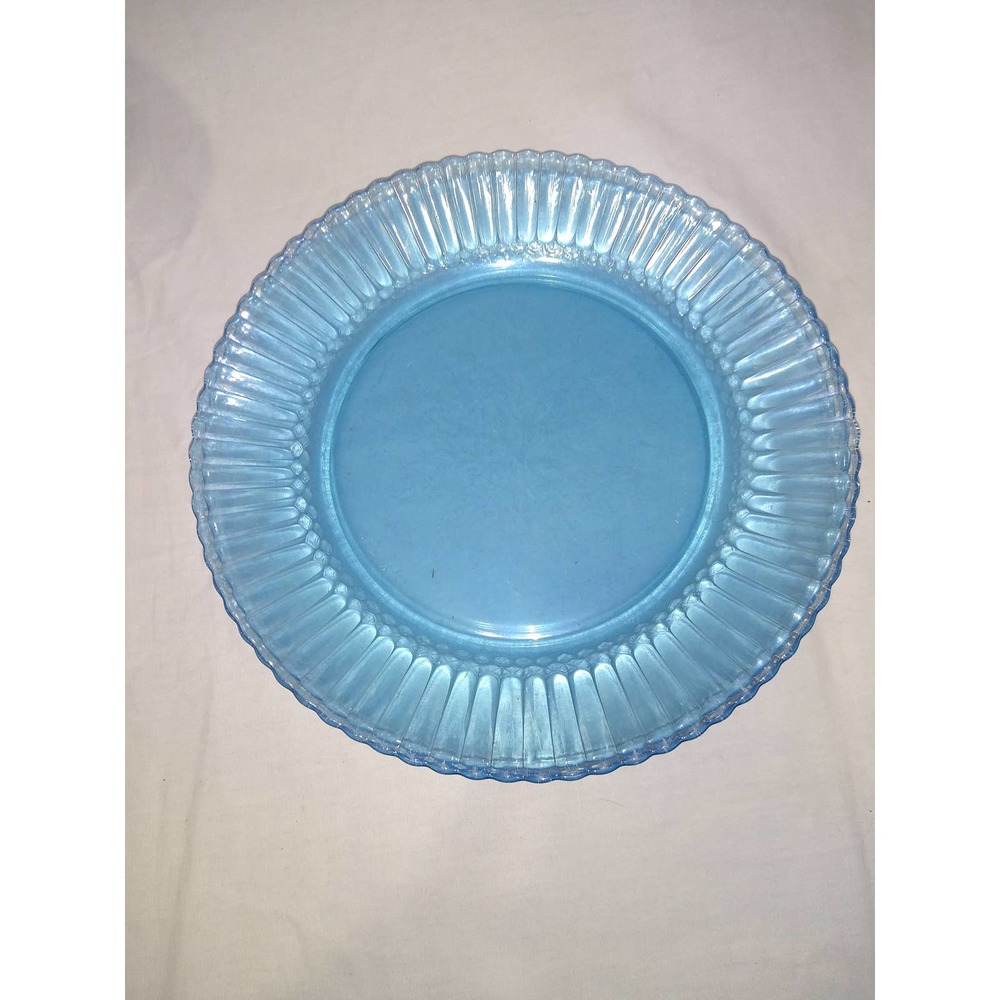 Set of 4 Ice blue forte crisa ribbed dinner plates (10" diameter)
